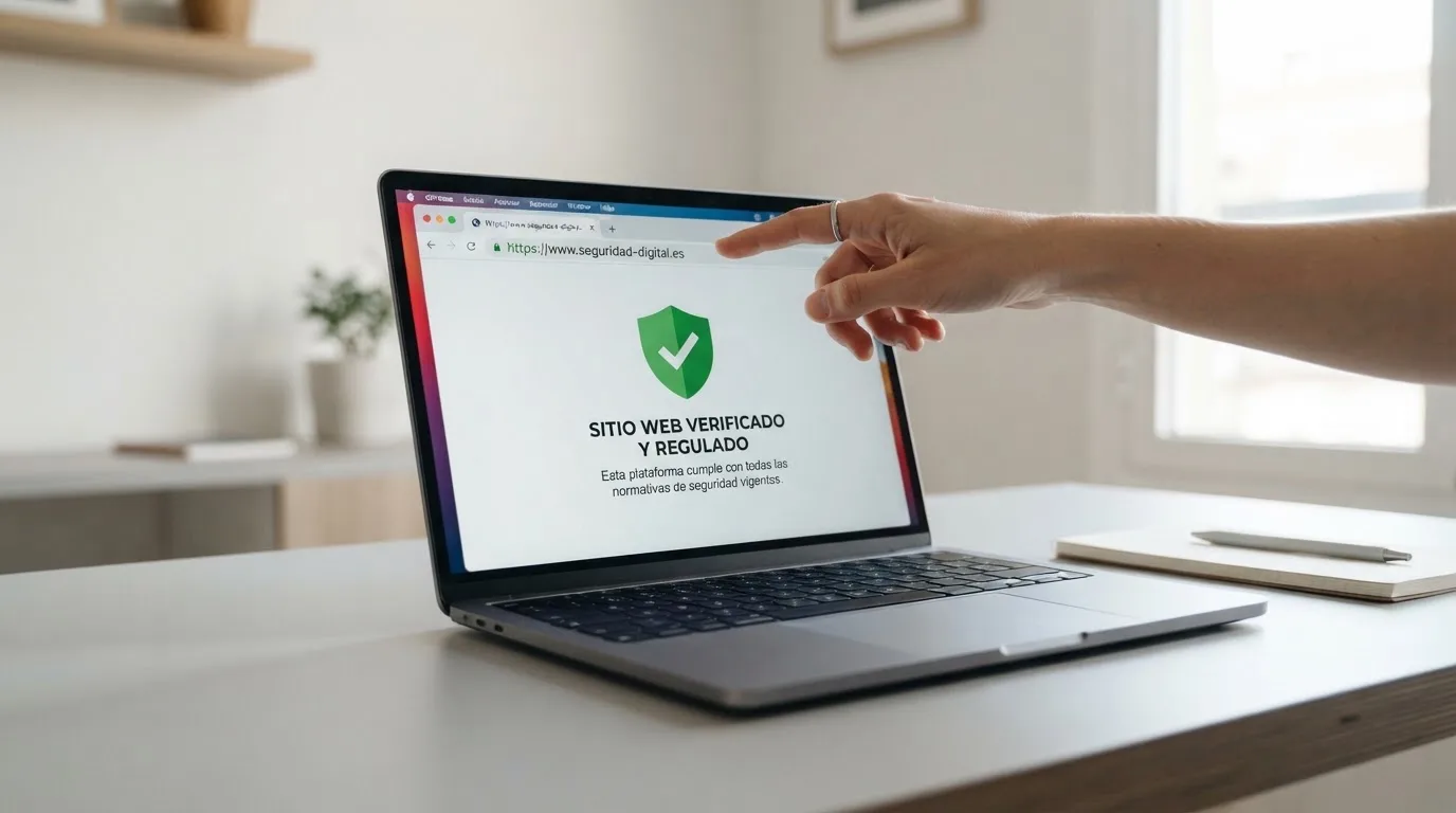 Pantalla de un navegador mostrando el dominio .es y el candado de seguridad junto al logotipo de la Dirección General de Ordenación del Juego