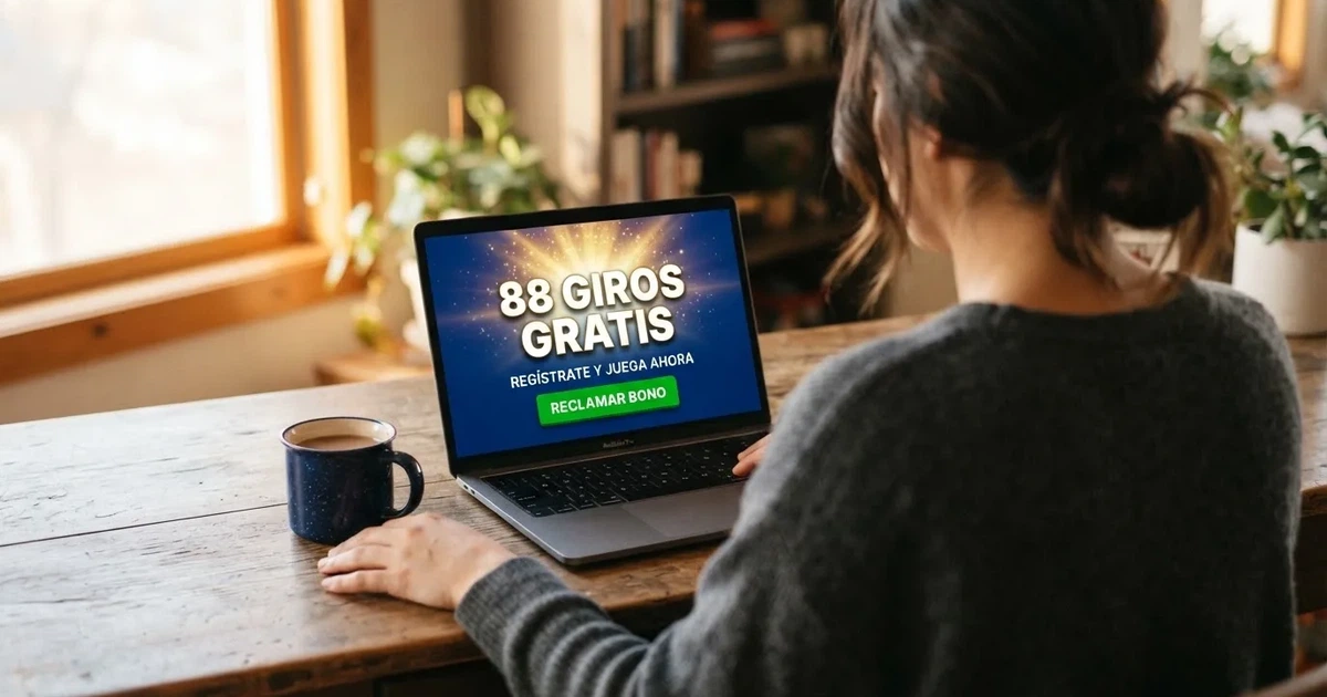 Pantalla de un casino online español mostrando una promoción de giros gratis sin depósito con el botón de registro visible