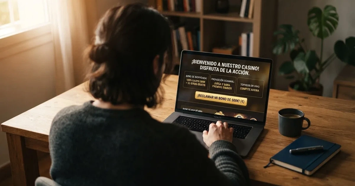 Interfaz de un casino online con licencia DGOJ mostrando la sección de promociones para nuevos jugadores en español