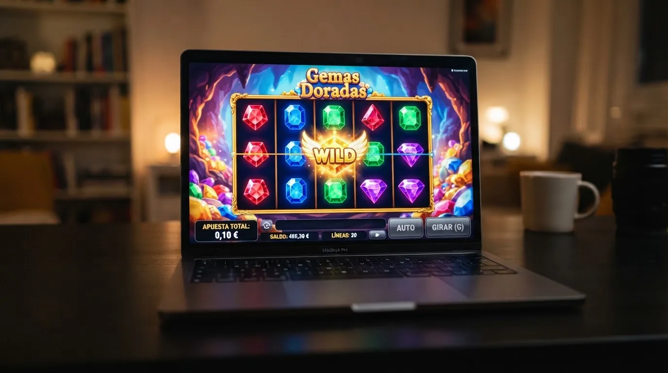 Una tragaperras online con la indicación de apuesta mínima de 0,10€ visible en pantalla